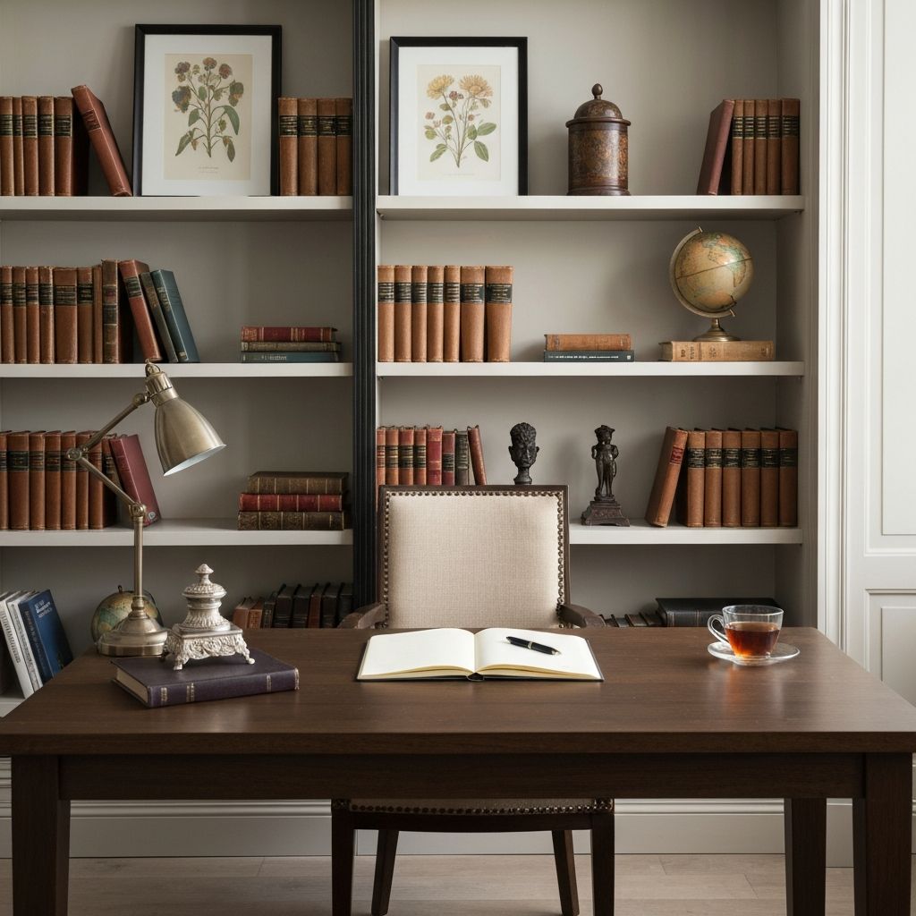 Elegant scholarly workspace with books and natural light